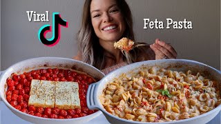 Baked Feta Pasta MUKBANG Viral TikTok Recipe [upl. by Chad684]