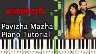 Pavizha Mazha Piano Tutorial Notes amp MIDI  Athiran  Malayalam Song [upl. by Allecsirp360]