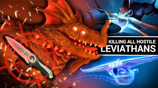 Taking Down All 3 Hostile Leviathans in Subnautica [upl. by Zobe]