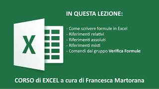 EXCEL tutorial 6 Formule e Riferimenti relativi  assoluti  misti [upl. by Atiruam]