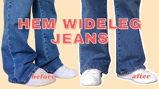 How to Hem Flared Jeans with Original Hem  LYDIA NAOMI [upl. by Bauske]