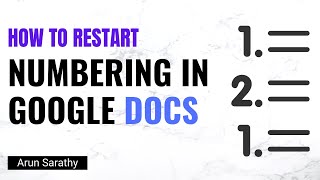 How to Restart Numbering on a Google Docs List [upl. by Borer]