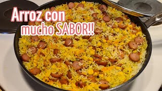 ARROZ CON SALCHICHA  FACIL Y RICO [upl. by Anawak544]