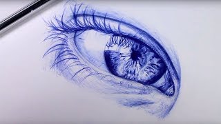 How to Draw a Realistic Eye With a Ballpoint Pen [upl. by Eednyl]