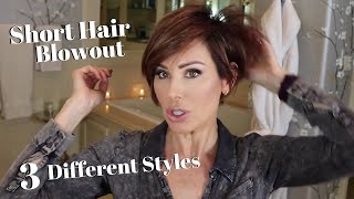 HOW TO STYLE SHORT HAIR Easy Blowout  3 CUTE Styles  Dominique Sachse [upl. by Yedrahs951]