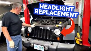 How To Replace Jeep Wrangler Headlight [upl. by Stasny843]