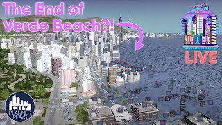 Verde Beach Gets DESTROYED by a Tsunami Live on Stream  Cities Skylines Natural Disasters [upl. by Tehcac]