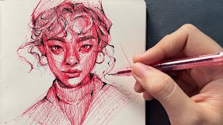 Portrait drawing with ballpens  shading [upl. by Derrik]