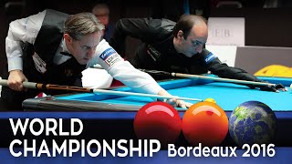 3Cushion World Championship Bordeaux 2016  Daniel Sanchez vs Eddy Leppens [upl. by Kentigerma39]