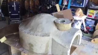 wood fired Pizza oven build cast from perlite concrete how to [upl. by Washington]