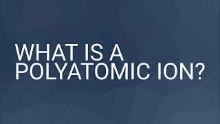 What is a Polyatomic Ion [upl. by Aljan]