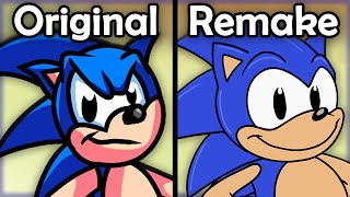 SONIC SEZ Original VS Redone  FNF Mods [upl. by Llenel795]