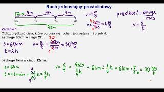 Ruch jednostajny prostoliniowy klasa 7 zadania oblicz prędkość drogę jakpoliczyc [upl. by Upshaw]