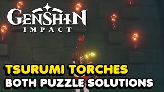 How To Solve The Torch Puzzles In Genshin Impact Tsurumi Island [upl. by Nodnol911]