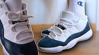 How To Lace Jordan 11 Lows 3 Ways w ON FEET  Featuring Snakeskin THE BEST WAY [upl. by Palgrave]