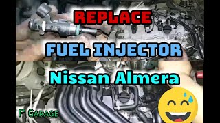 How to replace fuel injector stepbystep Nissan Almera [upl. by Di]