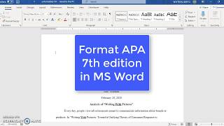 APA 7th edition in MS Word [upl. by Nerak]