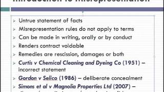 Misrepresentation Lecture 1 of 4 [upl. by Langer]