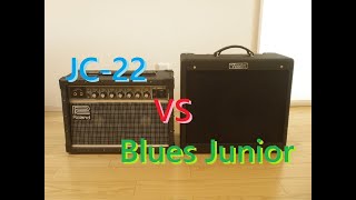 Roland JAZZ CHORUS 22（JC22 VS Fender Blues Junior 比較レビューDEMO Review Sound Comparison [upl. by Ativoj606]