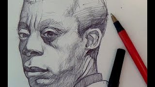 Pen amp Ink Drawing Tutorials  Ballpoint pen portrait demo [upl. by Yessydo]