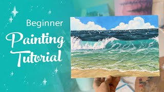 Acrylic Painting Tutorial  How To Paint Waves for beginners [upl. by Maridel104]