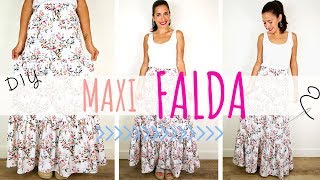 MAXI FALDA CON VOLANTES fácil y con patrón incluido  DIY MAXI SKIRT [upl. by Clovah]