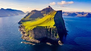 Faroe Islands Kallur Lighthouse Dronie 4K Kalsoy [upl. by Polik]