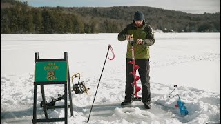 How to Drill a Hole in the Ice with an Ice Auger [upl. by Ennayhs]