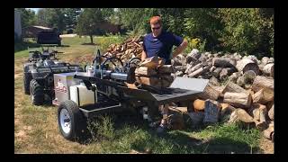 Splitting Oak with the Wolfe Ridge 35 ton SHO log splitter with 8 way wedge [upl. by Dido569]