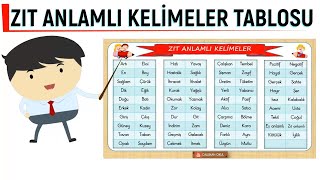 Zıt Anlamlı Kelimeler Tablosu [upl. by Barber333]