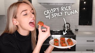 making CRISPY RICE w SPICY TUNA [upl. by Erdne]