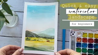 Watercolor Landscape Tutorial For Beginners  Easy Watercolor Painting [upl. by Tihom918]