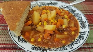 Hamburger Soup  Cowboy Soup  One Pot Meal  The Hillbilly Kitchen [upl. by Ahsuoj]