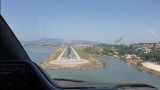 Beautiful APPROACH AND LANDING at Corfu island airport [upl. by Armalda99]