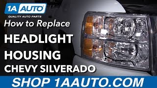 How to Replace Headlight Housing 0713 Chevy Silverado [upl. by Imaon126]