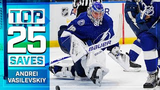 Top 25 Andrei Vasilevskiy Saves from 201920  NHL [upl. by Tobie447]