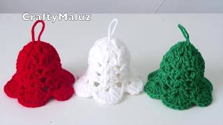 CROCHET TUTORIAL 🎄 CAMPANA NAVIDEÑA A CROCHET  Adornos navideños Campanas de Navidad [upl. by Sandstrom]