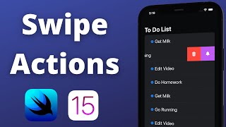 SwiftUI Swipe Actions  iOS 15 Xcode 13 2021 SwiftUI 3  iOS for Beginners [upl. by Chaing]