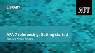 APA 7 referencing Getting started [upl. by Ziguard]