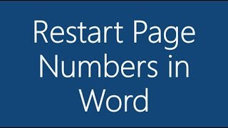 How to Restart Page Numbering in Word [upl. by Llebpmac97]