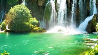 Calming Waterfall on the Turquoise River Nature Sounds 10 hours White Noise Waterfall for Sleep [upl. by Nevear208]