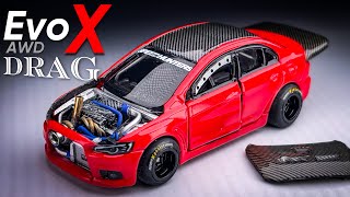 Mitsubishi Evolution X AWD Drag Tomica Custom [upl. by Jordans324]